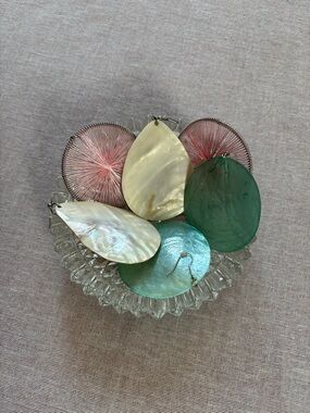 Set of three big colorful chunky earrings.